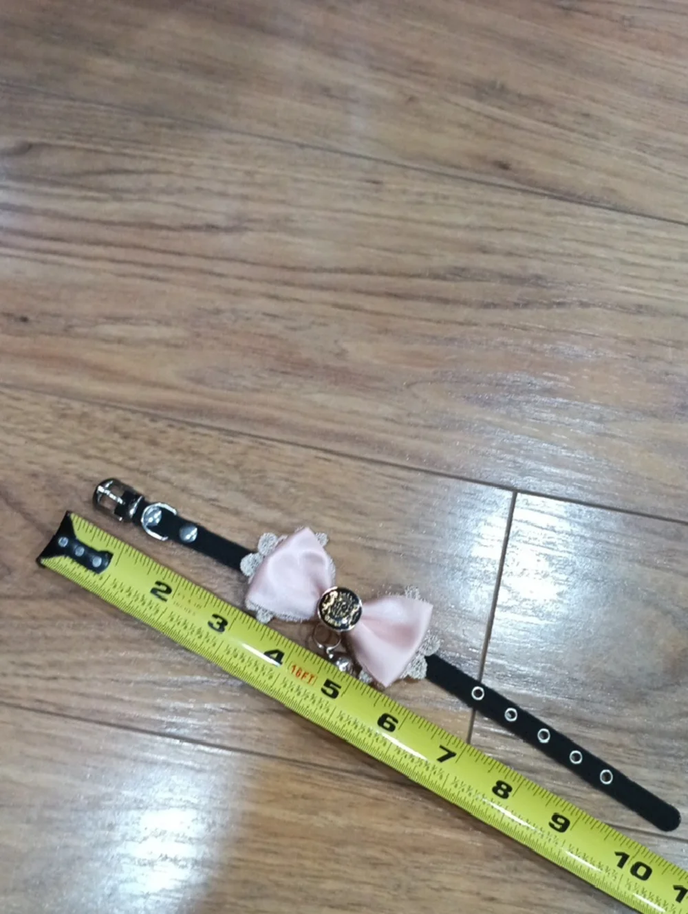 Source Unknown Black Cat Collar with Pink Bow & Bell